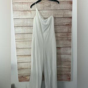 Womens one shoulder white jumpsuit NWT